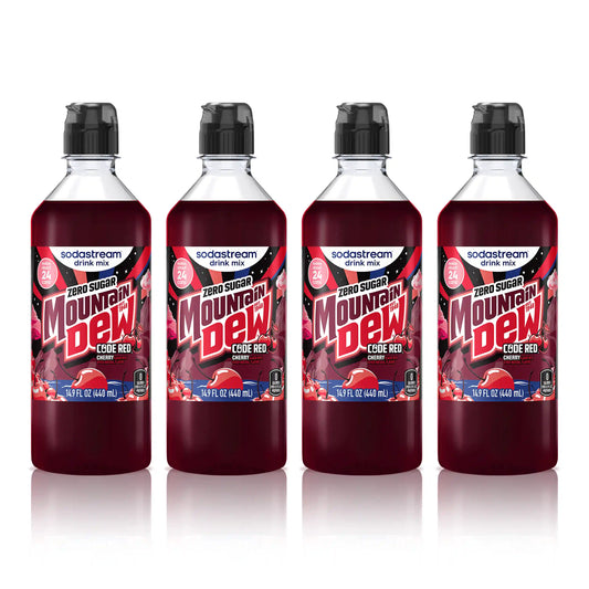 Sodastream MTN DEW Code Red Cherry Zero Sugar Drink Mix 4 Pack 440ml